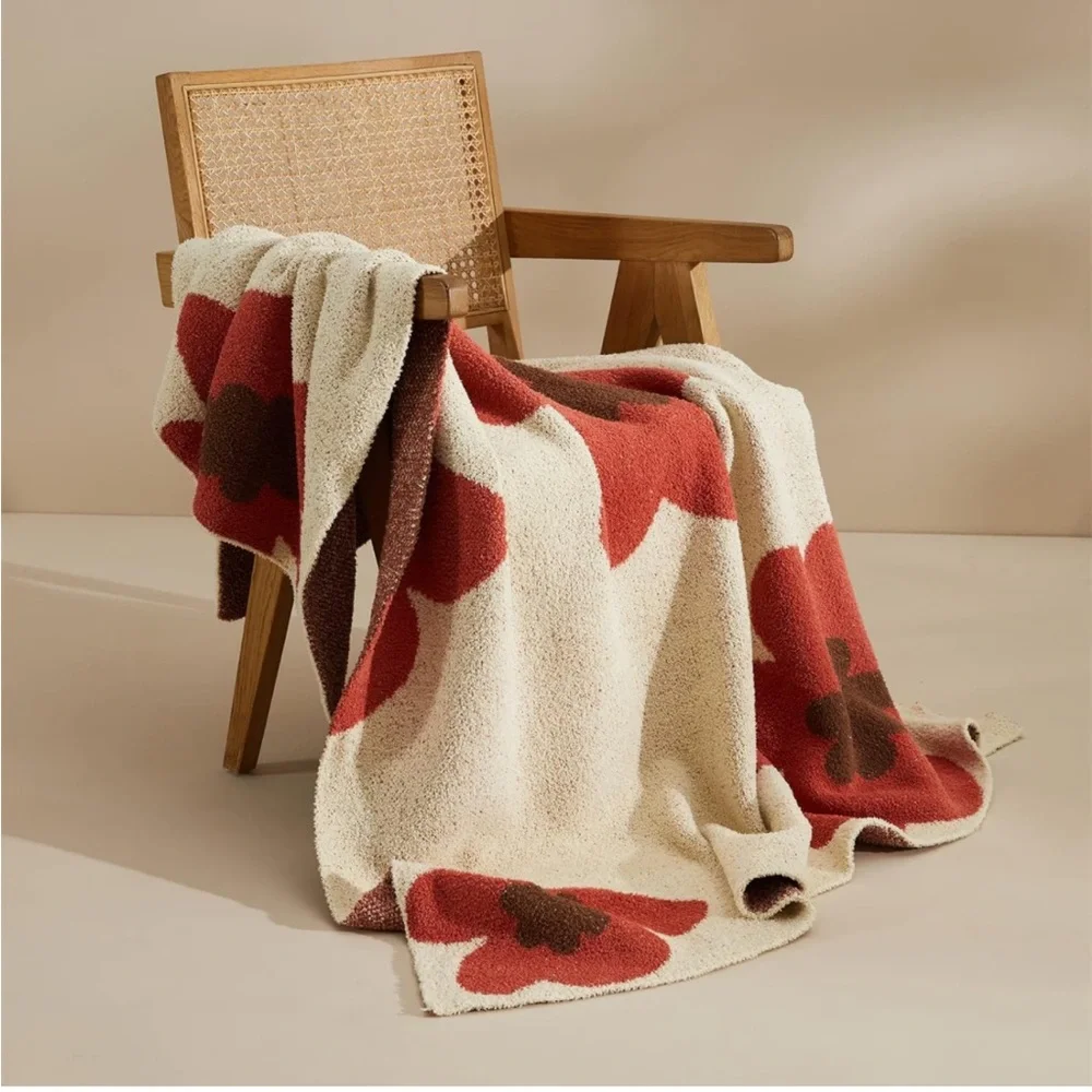 New! Flower Throw Blanket Pattern Soft Fuzzy Warm